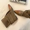 Botines Cortos con Correa de Lazo Dulce para Mujer 2026, Punta Fina, Bloque de Color, Botas de Jinete que Aumentan la Altura, Botas Vaqueras Occidentales Versátiles