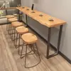 Mesa de bar de madeira maciça, mesa de pernas altas, mesa de lazer, mesa de lanche para café e chá de leite, montada na parede, simples, para uso doméstico, mesa de jantar longa