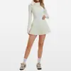 Ropa Deportiva de Manga Larga de Nuevo Estilo Transfronteriza para Mujer, Ajustada, Cuello Alto, Corbata de Lazo, Ropa de Fitness, Traje de Tenis para Correr al Aire Libre