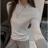 Camiseta Base de Otoño/Invierno de Fábrica Cuello Redondo Pequeño Manga Larga Estilo Nuevo para Mujer Mezcla de Lana Alta Calidad Ajuste Delgado Top Cálido