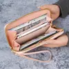 Cartera Larga Estilo Coreano para Mujer con Bolsillo para Teléfono Móvil Cartera Simple Bolso de Mano con Cremallera y Borla Larga para Mujer