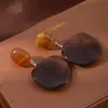Brincos Âmbar Fluido Marrom Maillard, Pingentes de Orelha Irregulares, Brincos de Resina Cor de Café Estilo Hong Kong Outono e Inverno, Brincos de Luxo Leve