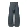 Jeans estilo retro americano con diseño de cintura abotonada en la espalda para hombres y mujeres, nuevos pantalones rectos casuales versátiles de ajuste holgado para verano