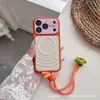 Funda protectora magnética de color caramelo con diseño de ola contrastante, adecuada para iPhone 18 Pro Max, con cordón creativo, funda para teléfono Apple 18