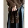 Mocasines Chuyuji retro de punta cuadrada con pliegues y tacón bajo 2026 nueva moda de nicho versátiles de corte bajo para mujer