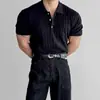 Suéter de punto de manga corta, camisa POLO retorcida, camiseta de negocios con cuello, venta al por mayor transfronteriza, camisa de hombre de punto retorcido sin arrugas de manga corta