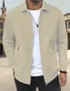 2026 Moda Casual Transfronteriza Primavera y Otoño Color Sólido Textura Waffle Solapa Chaqueta Cremallera Cárdigan Abrigo Manga Larga
