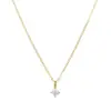 Collar de Plata de Ley S925 Chapado en Oro de 18K con un Solo Diamante para Mujer, Estilo Japonés, de Nicho, para Uso Diario, Elegante, Sencillo, Cadena Versátil para la Clavícula