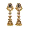 Pendientes Retro Bohemios Europeos Americanos Exagerados para Mujer Estilo Étnico Transfronterizo Flor de Pedrería Colorida con Cascabeles y Borlas