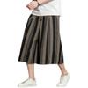 Verão 2021 Novo Calça Larga de Algodão e Linho Estilo Chinês Perna Larga Masculina Casual Listrada Cintura Irregular Tamanho Grande Calça Capri