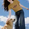 2026 nueva camiseta de verano de manga corta estilo ins juvenil moda coreana de moda hombros rectos para hombres y mujeres camiseta básica casual de moda