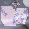 Conjunto de Papel de Carta Borboleta Roxo Rosa: Alto Valor Estético, Cartões de Cumprimentos Românticos e Criativos para Presentes