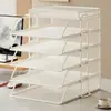 Prateleira de armazenamento com classificação por assunto, suporte de metal para livros para mesas de estudante, organizador de pastas de arquivos multicamadas de grande capacidade