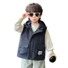 Chaleco de Trabajo con Capucha para Niños 2026 Nuevo Estilo Moda Coreana Primavera y Otoño para Bebé Ropa sin Mangas para Niños Tendencia