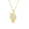 Plata de Ley S925 Año del Serpiente Flor Serpiente Linda Collar para Mujer 2025 Año de Vida Nuevo Colgante de Jade Hetian Natural Chino