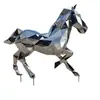 Escultura geométrica de caballo de acero inoxidable con acabado espejo, caballo corredor geométrico abstracto moderno, caballo de metal espejo para paisaje de parque y bienes raíces