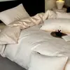 Juego de ropa de cama de cuatro piezas estilo lujo ligero de algodón de fibra larga de 60 hilos, funda de edredón de algodón puro, grado A para maternidad e infantil, funda de edredón de algodón, sábana bajera y sábana de cama