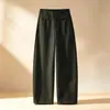 Calça Tesouro de Outono: cintura alta, modelador e que valoriza a silhueta, feito de algodão macio com um caimento elegante, calça casual versátil de perna larga para mulheres