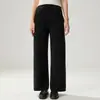 Pantalones de Cachemira Otoño/Invierno 530g para Mujer de Cintura Alta Pierna Ancha Pantalones Casuales Engrosados Pantalones Largos de Punto Rectos Pantalones Largos Fluidos hasta el Suelo
