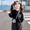 Conjunto de Otoño para Niña Elegante 2026 Nuevo Primavera y Otoño Estilo Coreano Estampado de Leopardo Escolar Conjunto de Dos Piezas Ropa Infantil al por Mayor Moderno