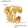 Anillo de Serpiente Ajustable de Circonita Transfronterizo Europeo y Americano Moda Diseño de Lujo Ligero Acero Inoxidable Chapado en Oro de 18K Anillo para el Dedo para Mujeres