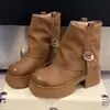 Moda Inverno 2026 Estilo Coreano Tendência Novas Botas de Cano Médio com Solado Grosso Botas Western Cowboy Femininas Botas Curtas Mais Vendidas
