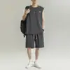 Conjunto de Camisetas sin Mangas para Hombre, Chaleco de Baloncesto de Seda de Hielo Delgado de Secado Rápido para Verano, Conjunto Casual Deportivo de Dos Piezas