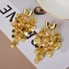 Pendientes Elegantes de Metal con Lentejuelas y Borlas Estilo Transfronterizo Europeo y Americano Pendientes de Nicho con Estilo Pendientes Exagerados de Moda para Mujer