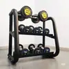 Estante Comercial Multifuncional de Tres Niveles Soporte para Almacenamiento de Juego de Mancuernas para el Hogar Juego Completo Colocación de Equipo de Fitness con Barra