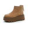 Botas de Nieve Europeas para Mujer 2026 Invierno Casual Moda Versátil Caña Baja Suela Gruesa Forro Grueso Cálidas Botines Cortos con Cremallera Trasera Botas para Mujer