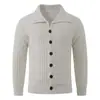 Suéter Cardigan Novo Transfronteiriço 2026, Estilo Casual Preguiçoso Retro Americano, Tricô com Gola Reversível, Jaqueta Masculina de Cor Sólida