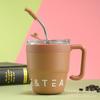 Taza térmica creativa de acero inoxidable con asa para despertar, de alto valor, para parejas, con sentido de alto nivel