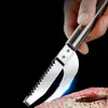 Cuchillo para Vientre de Pescado de Acero Inoxidable Abridor de Intestinos Raspador de Escamas de Pescado para el Hogar Herramienta para Matar Peces Removedor de Escamas de Pescado Abridor de Vientre de Pescado Cuchillo Removedor de Escamas