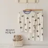 Coelho de Pão 2026 Primavera/Verão Novo Lyocell Classe A Conjunto de Roupa de Casa Infantil Desenho Animado Gola Redonda Traje de Ar Condicionado para Meninas