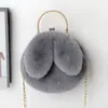Bolsa de Pelúcia Feminina Transversal de Mão Bolsa Princesa Nova Bolsa de Corrente Versátil Bolsa de Orelha de Coelho Bolsa de Pelo Menina Bolsa Feminina
