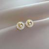 [Acero de Titanio] Anillo Pendientes de Hoja Traje Lujo Ligero Cuadrado Diamante Completo Personalidad Elegante Pendientes de Banquete