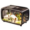 Aquário criativo para uso doméstico na sala de estar, aquário transparente com tampa, móvel de TV de mesa, aquário ecológico para visualização de peixes dourados e tartarugas