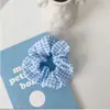 Sal Marinho Azul Bolinhas Xadrez Floral Scrunchie Elástico de Cabelo Doce Versátil Acessório de Cabelo de Tecido
