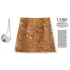 Saia curta jacquard bordada estilo vintage francês sob medida para mulheres, novo modelo outono 2026, cintura alta, justa ao quadril, modeladora