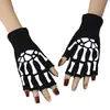 Luvas de Tricô Luminosas de Caveira para Halloween Transfronteiriças Decoração de Halloween Garra de Fantasma Luvas Luminosas de Meio Dedo para Esportes de Ciclismo