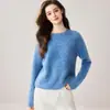 Suéter 100% Cachemir Puro para Mujer, Cuello Redondo Mangas Raglán Capa Interior con Hilo de Puntos Arcoíris, Suéter Grueso Cálido de Punto Capa Base