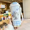 Copo Térmico Estudante Dilebel Gato de Aço Inoxidável para Meninas com Bom Visual e Novo Bolso de Aba Portátil Mini para Copo em Calça