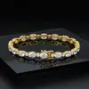 Pulseira Tennis em Prata Esterlina S925 Estilo Hip-Hop Europeu e Americano Transfronteiriça com Moissanita Cor D Oval e Design Misto Redondo
