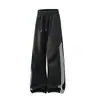 Estilo primavera y otoño, pantalones casuales populares con un corte holgado y relajado, con tres rayas, cordón y un diseño bidireccional, perfectos para parejas como ropa casual o deportiva
