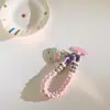 Colgante de Cabeza de Gato Plateado Kt Lindo y Adorable Cuerda Retorcida Correa para Teléfono Móvil Cadena Corta para Llaves de Coche Universal para Teléfono Móvil