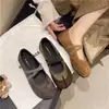 Zapatos Mary Jane de Punta Baja Estilo Francés para Mujer, Zapatos Grises de Pata de Cerdo, Nuevos Zapatos de Ballet con Correa Cruzada 2026