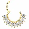 Anillo de nariz de titanio F136 incrustado con circón brillante para mujer, joyería para piercing corporal de titanio G23, disponible al por mayor