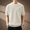 Camiseta de punto de manga corta con textura de burbujas 3D para hombre, nuevo estilo de verano 2026, camiseta holgada de manga corta con cuello redondo para hombre