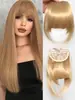 Pelucas al por mayor para exportación, populares en Europa y América, Línea de cabello de aspecto natural de alta calidad con flequillo recto, Extensiones de cabello sintético