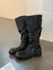 Botas para pantorrilla ancha pantorrilla grande punta redonda para meter la pierna tacón grueso plataforma tendencia 2026 otoño nueva llegada botas largas de montar mujer